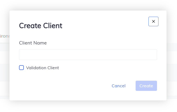 Create Client Dialog Box